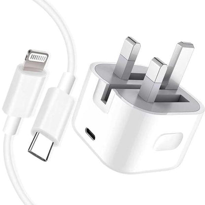 Iphone Usb-c Pd 20w Power Adapter Charger 3 Pin Uk Pin) With Cable
