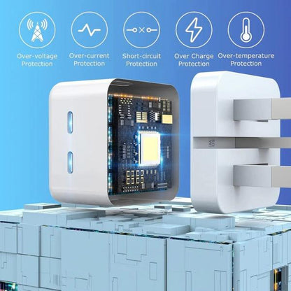 Iphone 14 Pro 3 Pin (uk Pin) 50w Usb-c+c Power Adapter With Usb-c To Lightining Cable