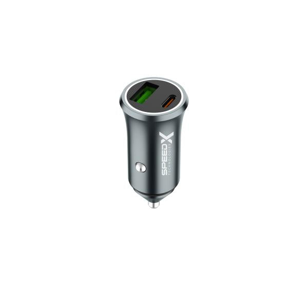Speed-x Sx-c40 Pro 48w Dual Port Fast Car Charger With Usb-c To Usb-c Cable