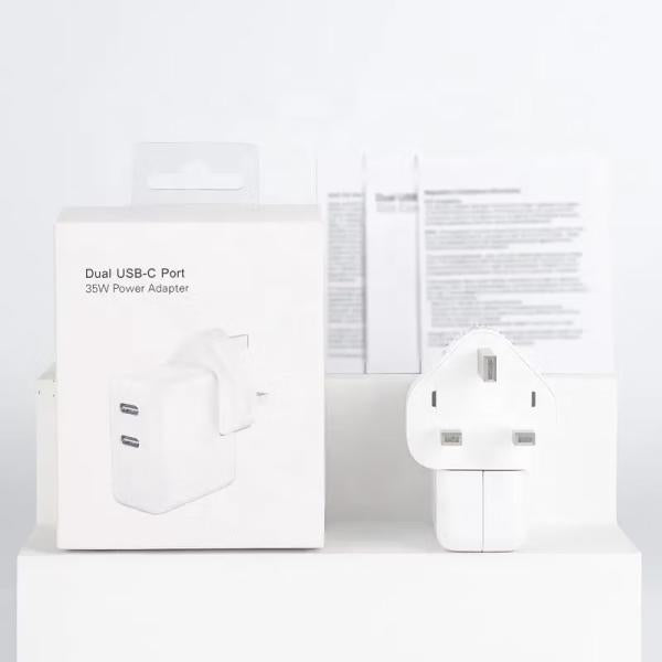 Iphone 35w Uk 3 Pin Dual Type C Fast Charging Pd Adapter